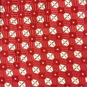 Ike Behar Red & Cream Woven Silk Geometric Pattern Tie